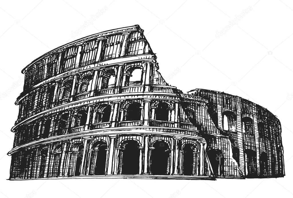 The sketch. the Colosseum on a white background. vector illustration