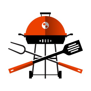 ızgara, Barbekü, Barbekü. Beyaz arka plan üzerinde Barbekü için kaplar