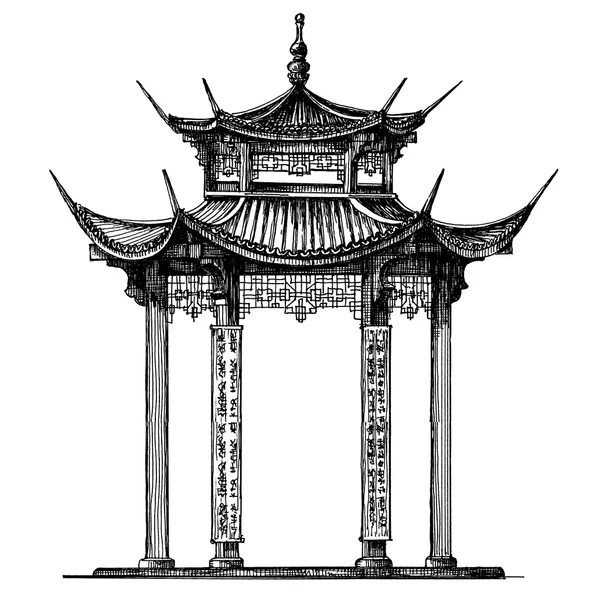 Azië, Korea, Japan, China. religieuze architectuur op een witte achtergrond — Stockfoto