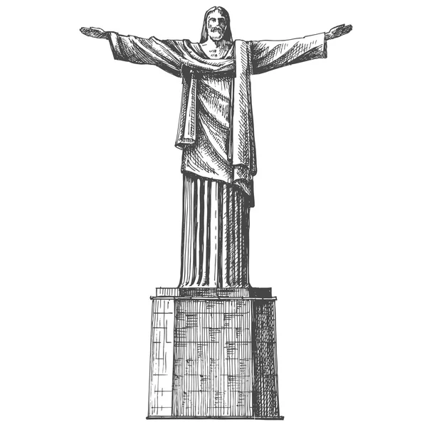 Le Brésil. Rio de Janeiro. Statue de Jésus-Christ sur fond blanc. esquisse — Photo