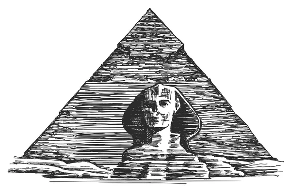 Египетская пирамида и Сфинкс на белом фоне. sketch — стоковое фото