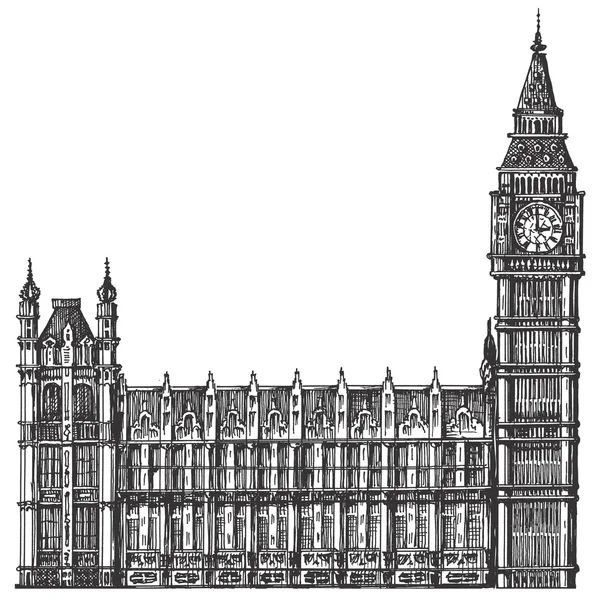 England, London. Big Ben på en vit bakgrund. skiss — Stockfoto