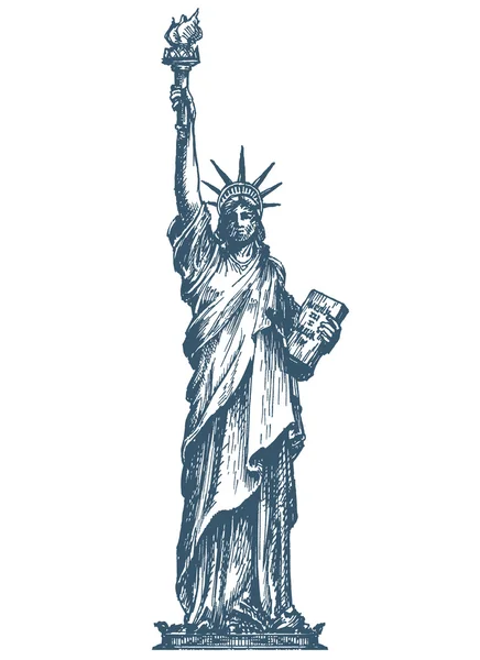 Stany Zjednoczone. Statua wolności na białym tle. szkic — Zdjęcie stockowe