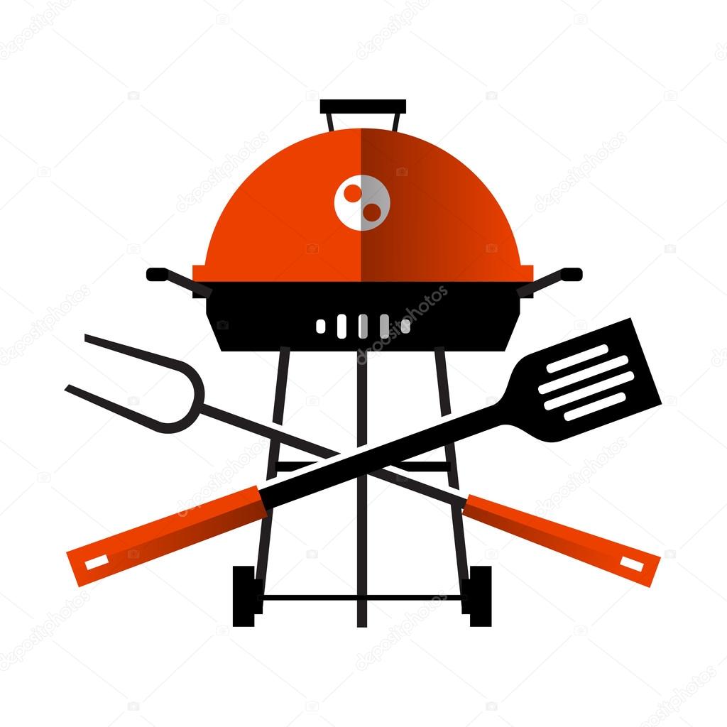 grill, barbecue, barbeque. utensils for BBQ on white background