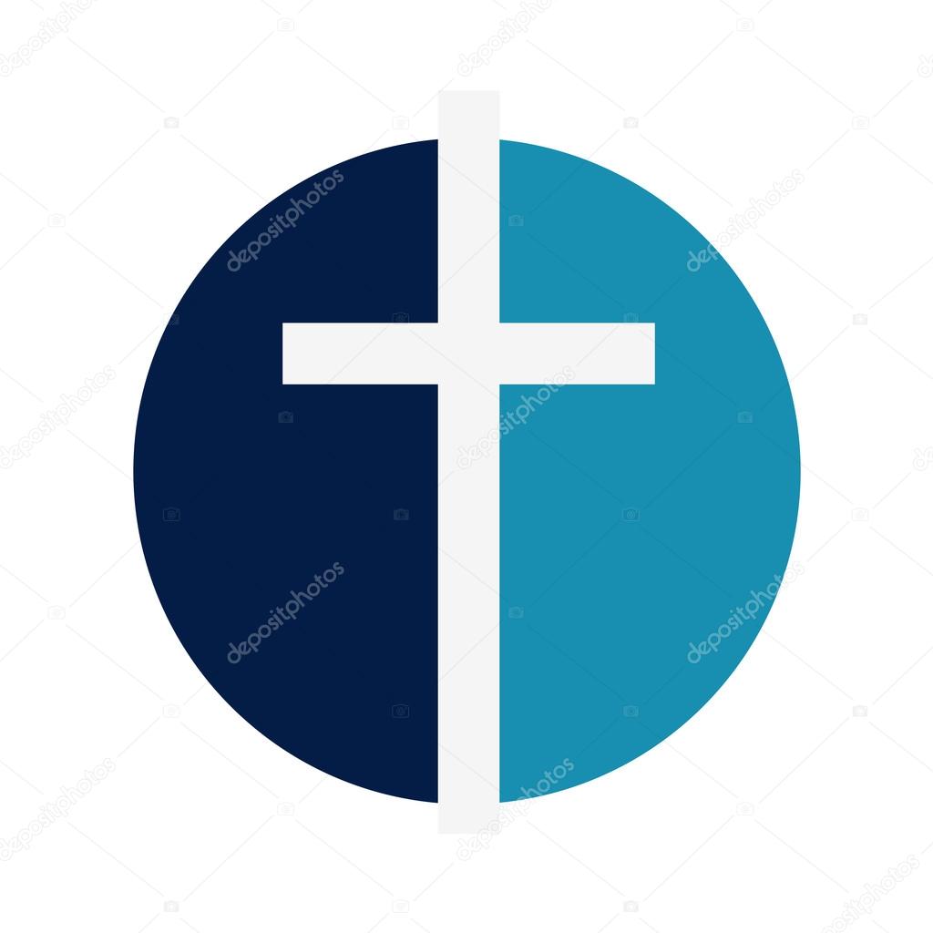The cross in a circle on a white background