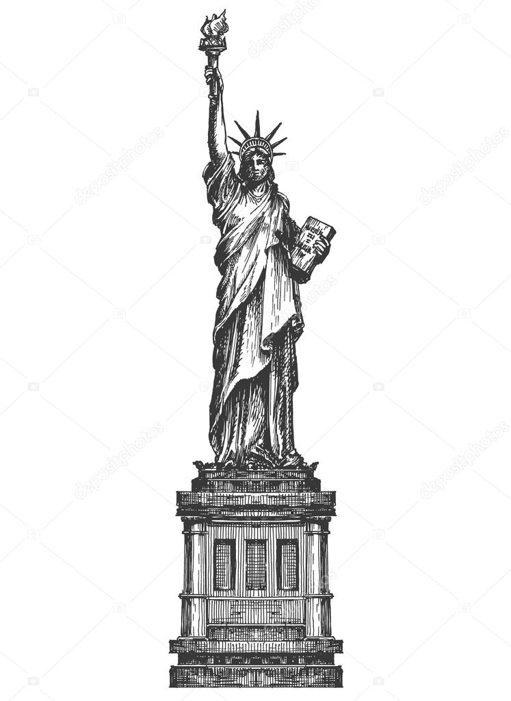 America. Statue of liberty on a white background. sketch