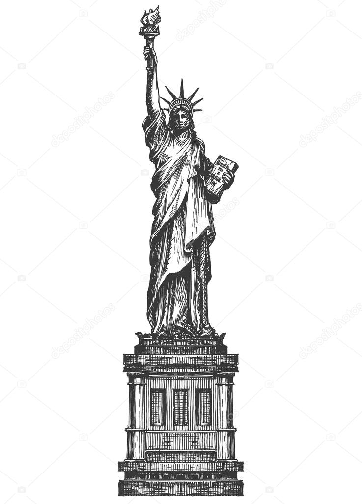 statue of liberty logo design template. America or United States icon.