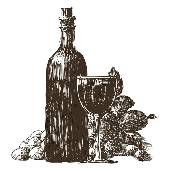 Botella de vino vector logotipo diseño plantilla. icono de vino o uva . — Archivo Imágenes Vectoriales