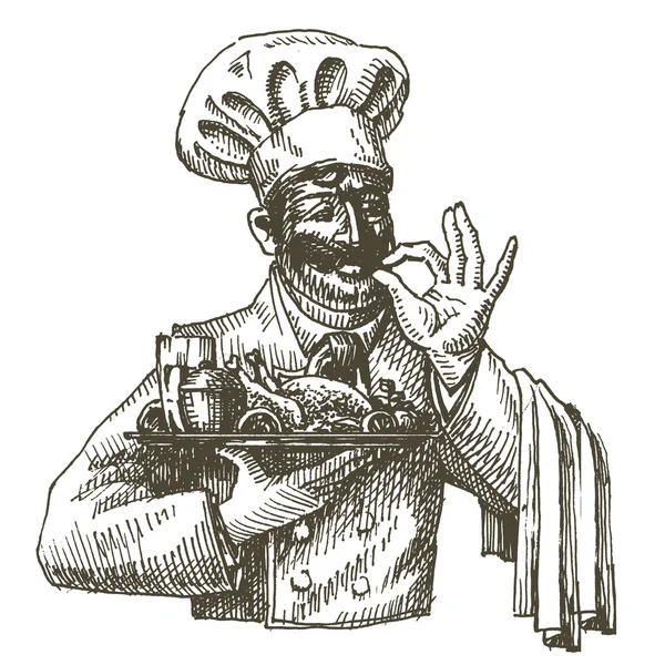 Chef, cook λογότυπο φορέα πρότυπο σχεδίασης. νωπών τροφίμων ή μαγειρικής εικονίδιο. — Διανυσματικό Αρχείο