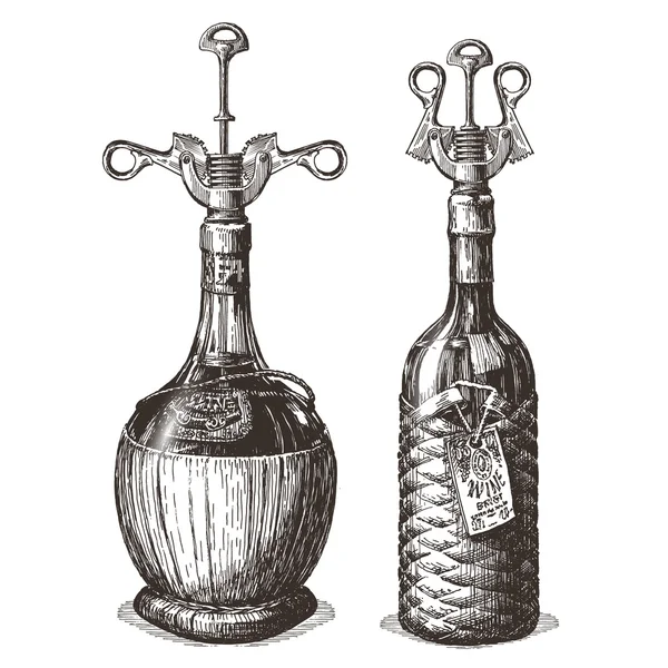 Modelo de design do logotipo do vetor corkscrew. garrafa de vinho ou bebidas ícone . —  Vetores de Stock