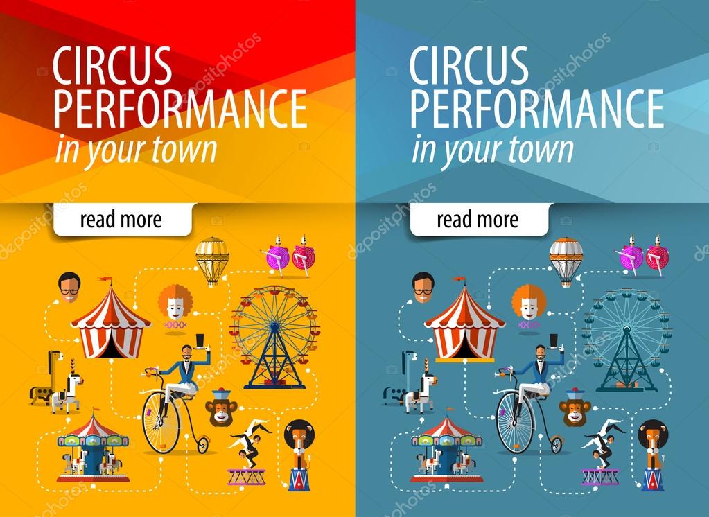 Circus. collection of colored icons. vector illustration