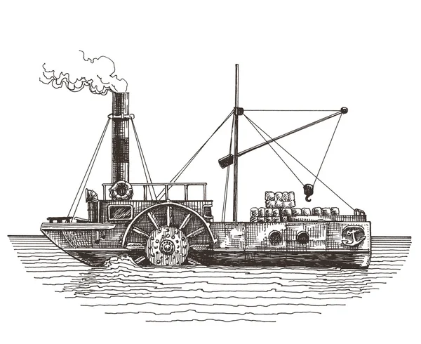 Ατμόπλοιο σε λευκό φόντο. σκίτσο — Φωτογραφία Αρχείου