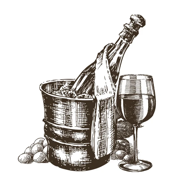 Champanhe em um fundo branco. esboço — Fotografia de Stock