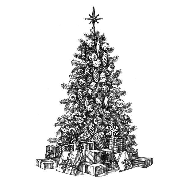 Christmas tree on a white background. sketch — Stock Photo, Image