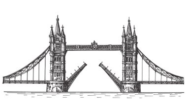 Londra vektör logo tasarım şablonu. İngiltere'de veya Baskül bridge simgesini.