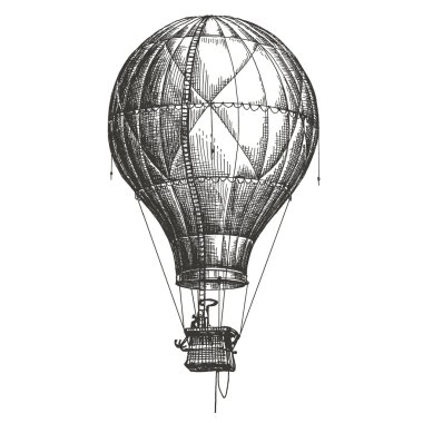 Sıcak hava balonu vektör logo tasarım şablonu. Retro zeplin veya Aktarım simgesi.