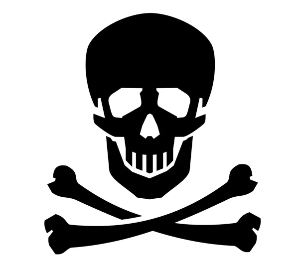 Plantilla de diseño del logotipo del vector Jolly Roger. cráneo humano o icono muerto . — Vector de stock