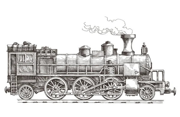 レトロな蒸気機関車ベクトルのロゴのデザイン テンプレートです。電車や鉄道の交通機関のアイコン. — ストックベクタ