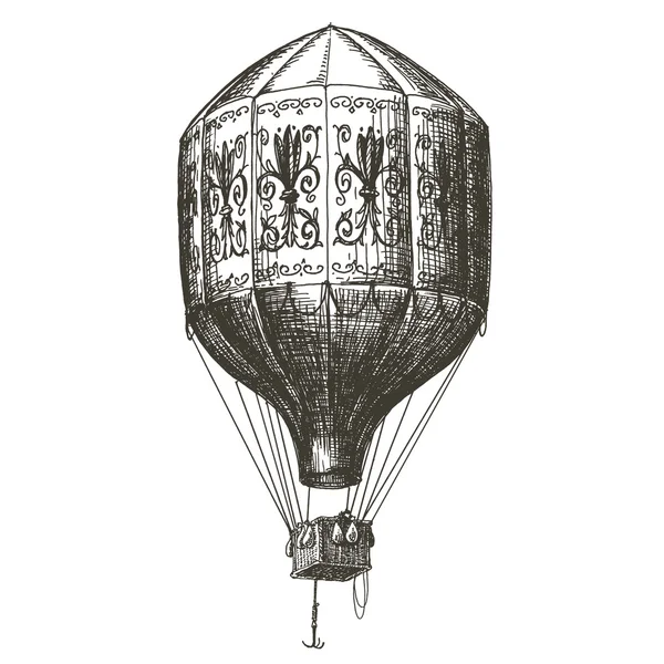 Sıcak hava balon vektör logo tasarım şablonu. Retro aerostat veya Aktarım simgesi. — Stok Vektör