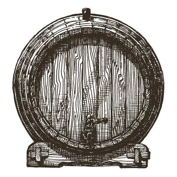 オーク材の樽ベクトルのロゴのデザイン テンプレートです。ビールやワインのアイコン. — ストックベクタ