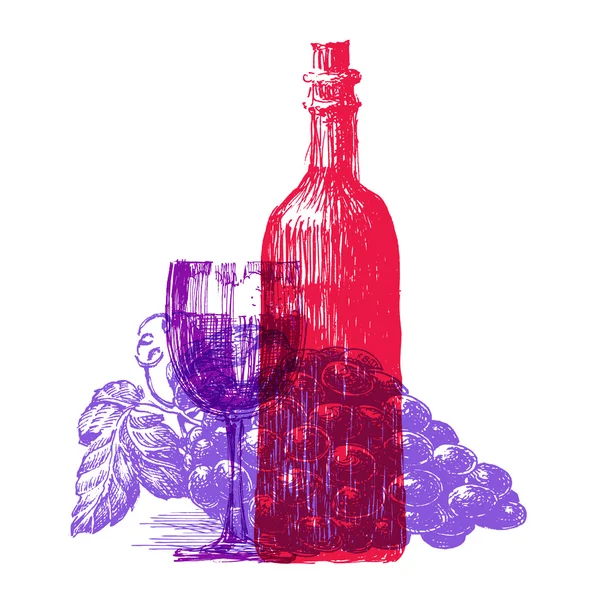 와인 벡터 로고 디자인 서식 파일입니다. 포도 나무 또는 포도 원 아이콘. — 스톡 벡터