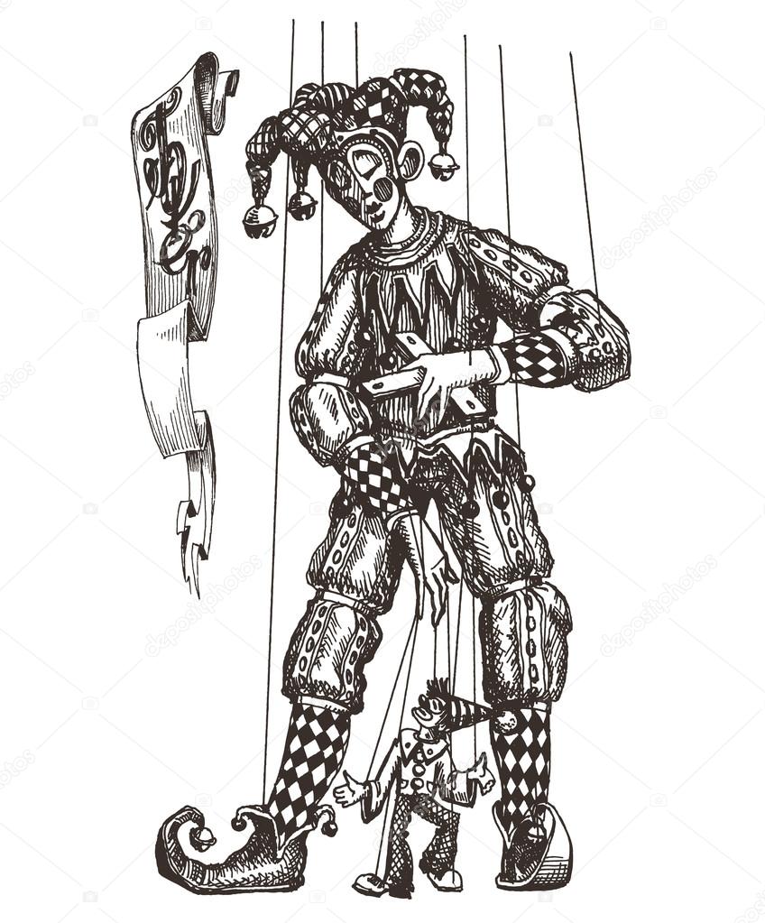 Sketch. clown on a white background. vector illustration