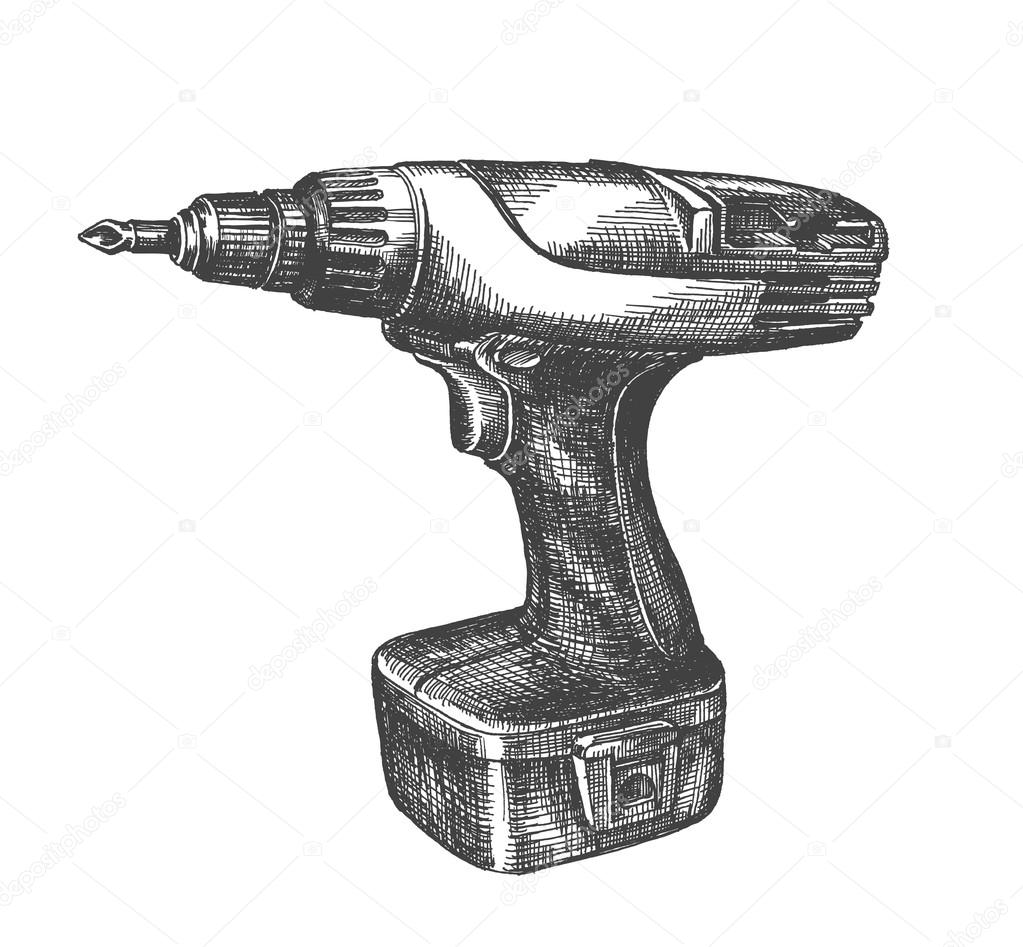 Sketch. screwdriver on a white background. vector illustration