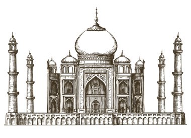 Taj Mahal vektör logo tasarım şablonu. Hindistan ya da seyahat etmek simge.