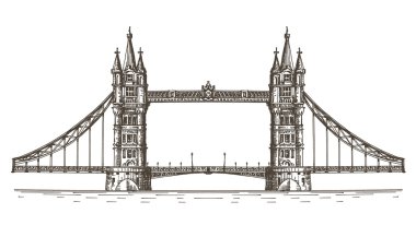 İngiltere'de vektör logo tasarım şablonu. Londra veya köprü simgesi.