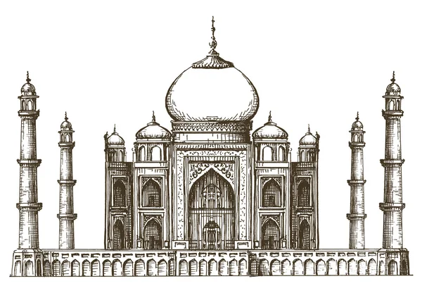 Taj mahal Vektor Logo Design-Vorlage. Indien oder Reise-Ikone. — Stockvektor