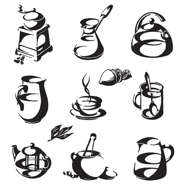 Modello di design del logo vettoriale del caffè e del tè. icona tazza o bevanda . — Vettoriale Stock