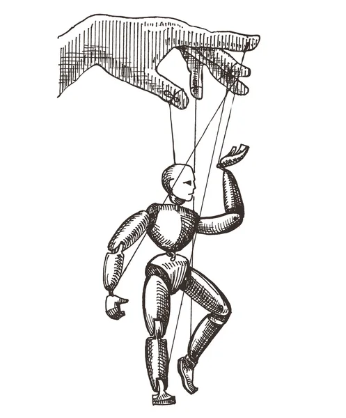 Modèle de conception de logo vectoriel de marionnette. icône de gestion ou de théâtre . — Image vectorielle