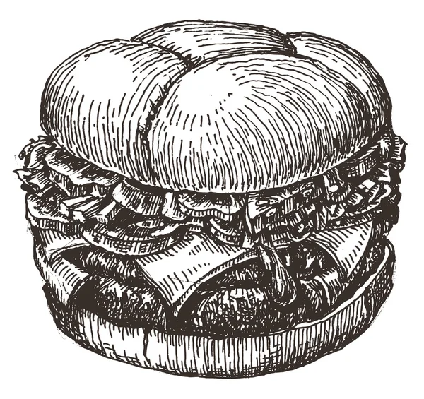 Hamburguesa vector logotipo diseño plantilla. comida rápida o icono de restaurante . — Vector de stock