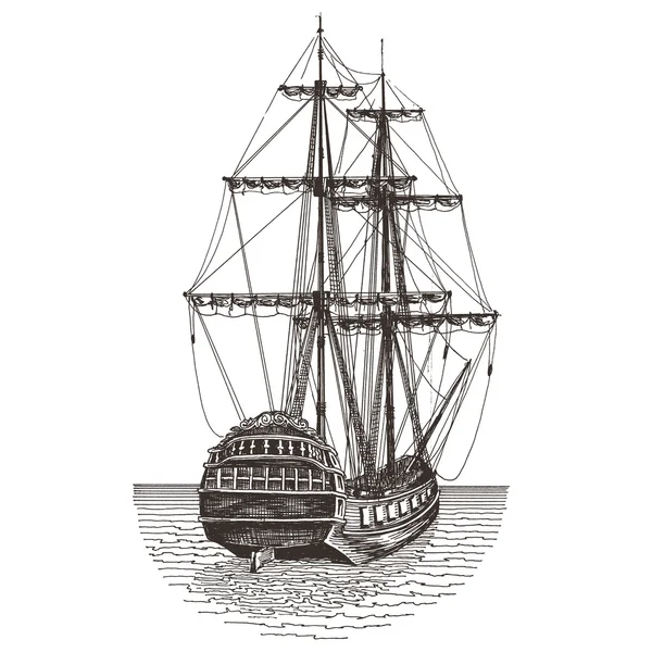 Schiffsvektor-Logo-Design-Vorlage. Fregatte oder Reise-Symbol. — Stockvektor
