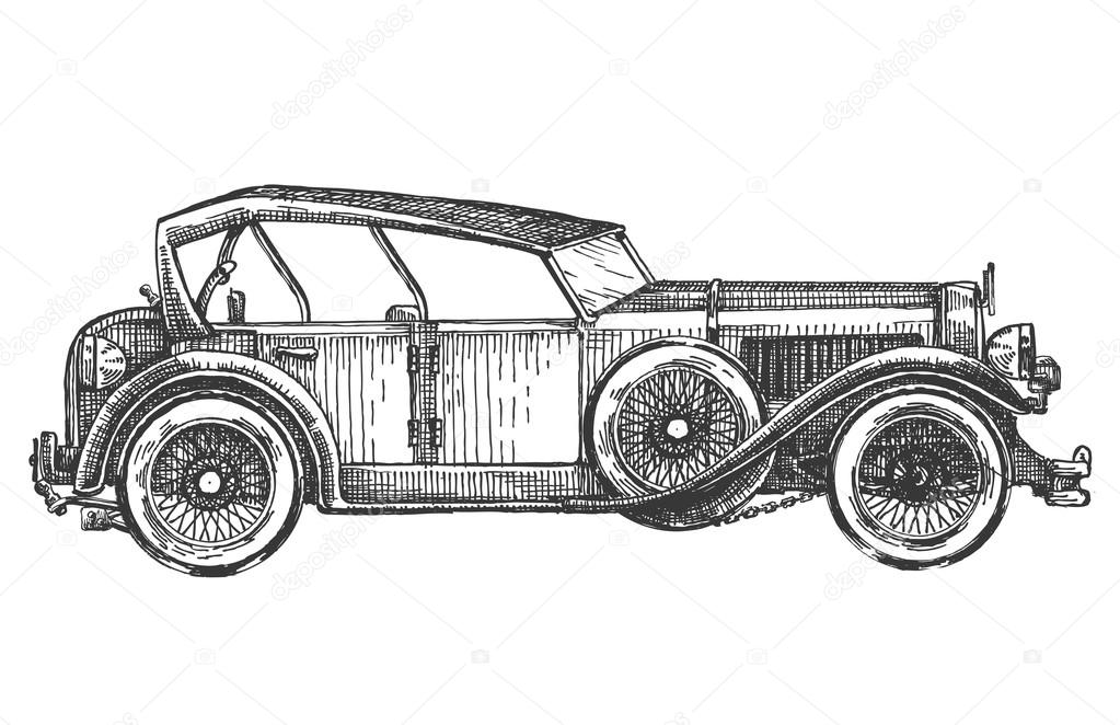 Sketch. car on a white background. vector illustration