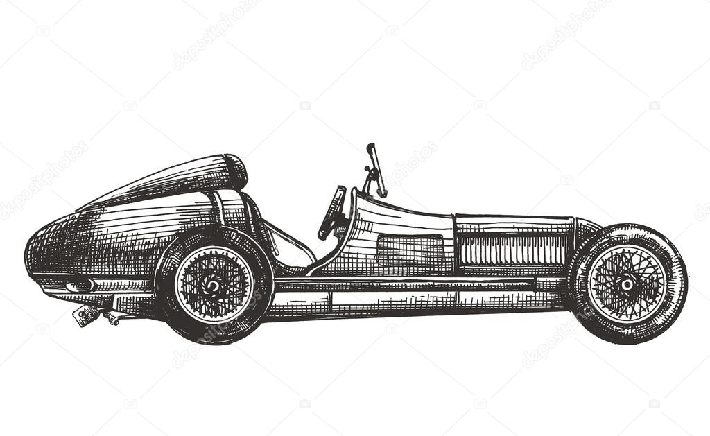 Sketch. car on a white background. vector illustration