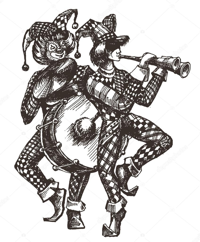 Circus. clowns on a white background. vector illustration