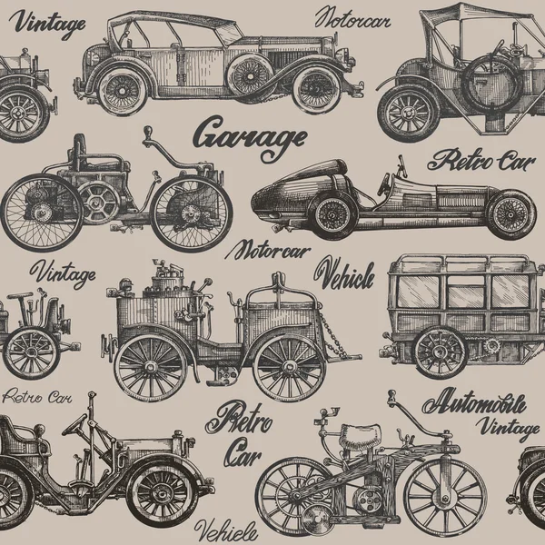 Vintage, coches retro. Antecedentes banner, cartel — Vector de stock