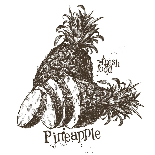 Ananas Vektor Logo Design-Vorlage. Obst oder Lebensmittel-Symbol. — Stockvektor