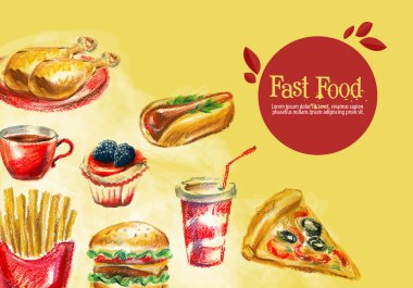 Fast food logo design template clipart