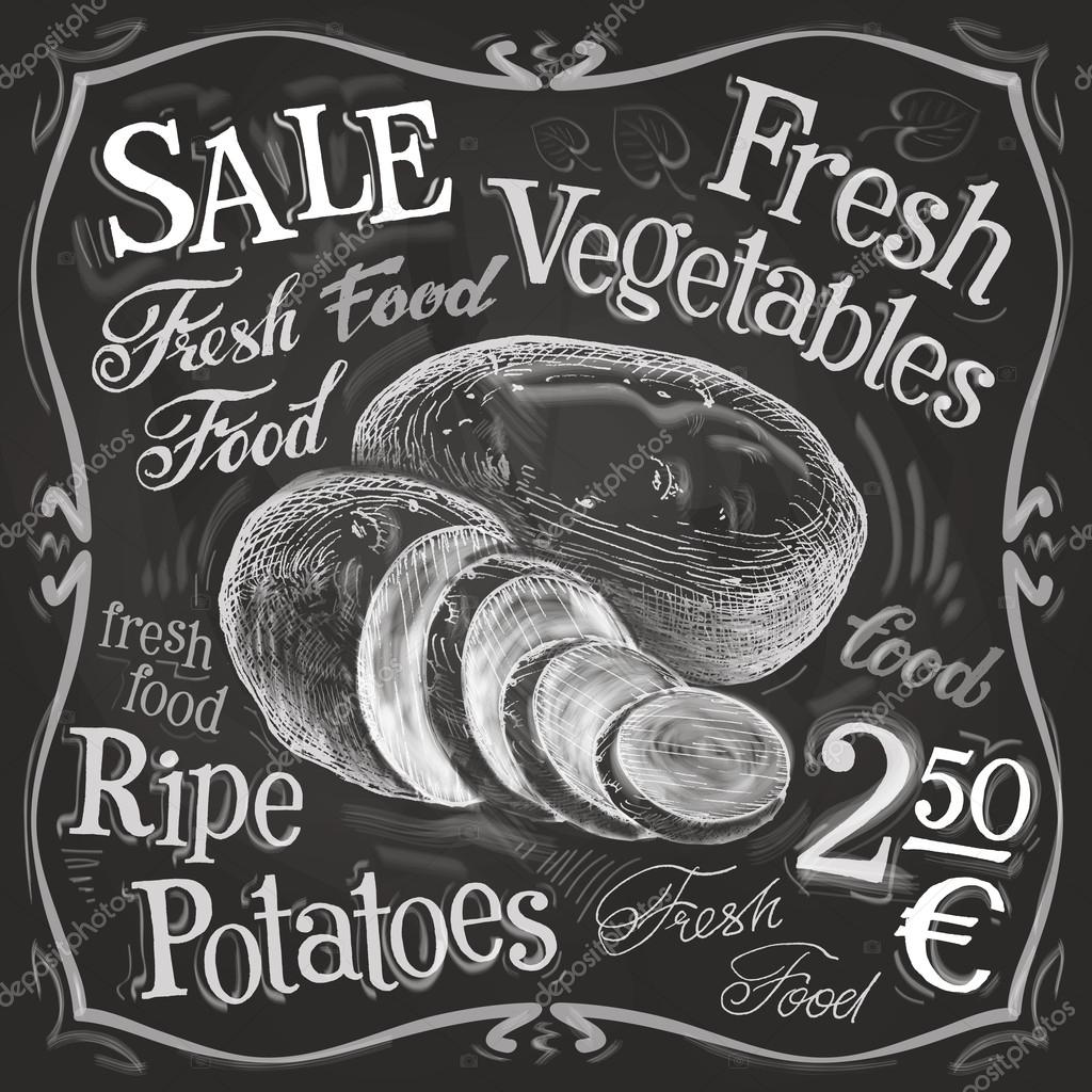 Potato, potatoes vector logo design template. Fresh food, vegetables or menu board icon. Fresh potatoes on a black background. Vector illustration