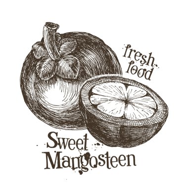 Beyaz üzerine taze mangosteen