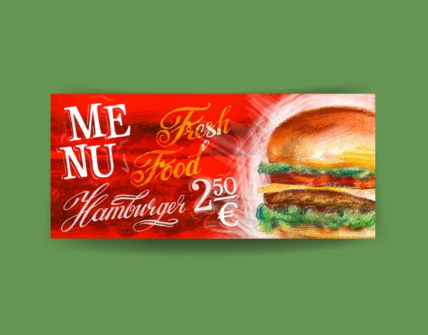 Hamburger frais sur vert — Image vectorielle