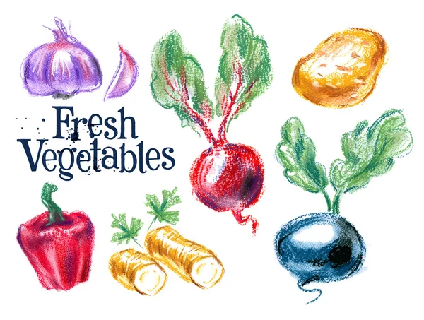 Fresh vegetables on white — Stock Vector