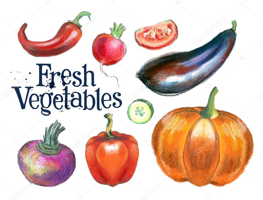 Fresh vegetables icons