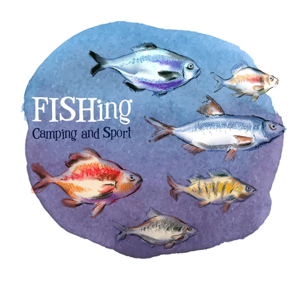 Modelo de design de logotipo de pesca — Vetor de Stock