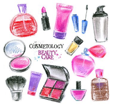 Güzellik salonları, beyaz bir arka plan üzerinde kozmetik