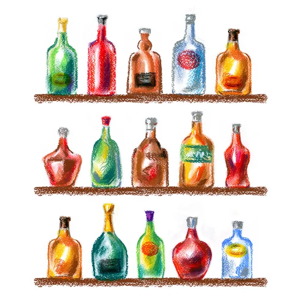 Alcoholic beverages, drinks on a white background. sketch — Stock Photo, Image