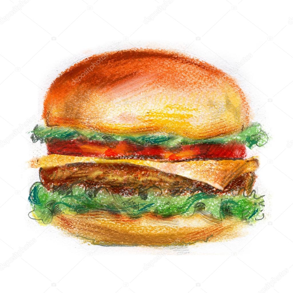 hamburger, burger on a white background. fast food