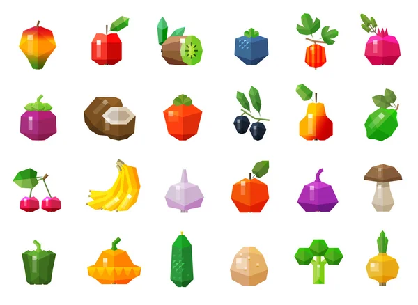Frutas y verduras establecer iconos — Vector de stock